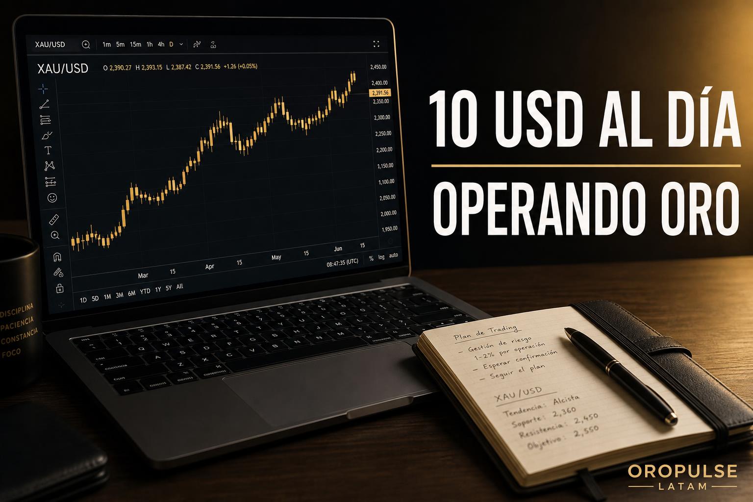¿Cómo intentar generar 10 USD al día operando Oro (XAU/USD)?