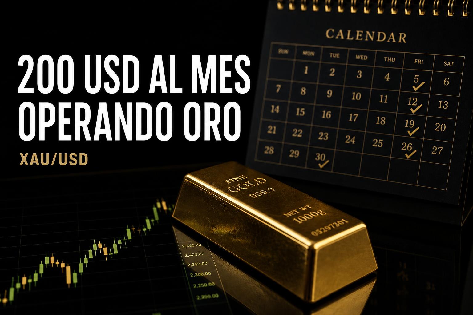 ¿Cómo intentar generar 200 USD al mes operando Oro (XAU/USD)?