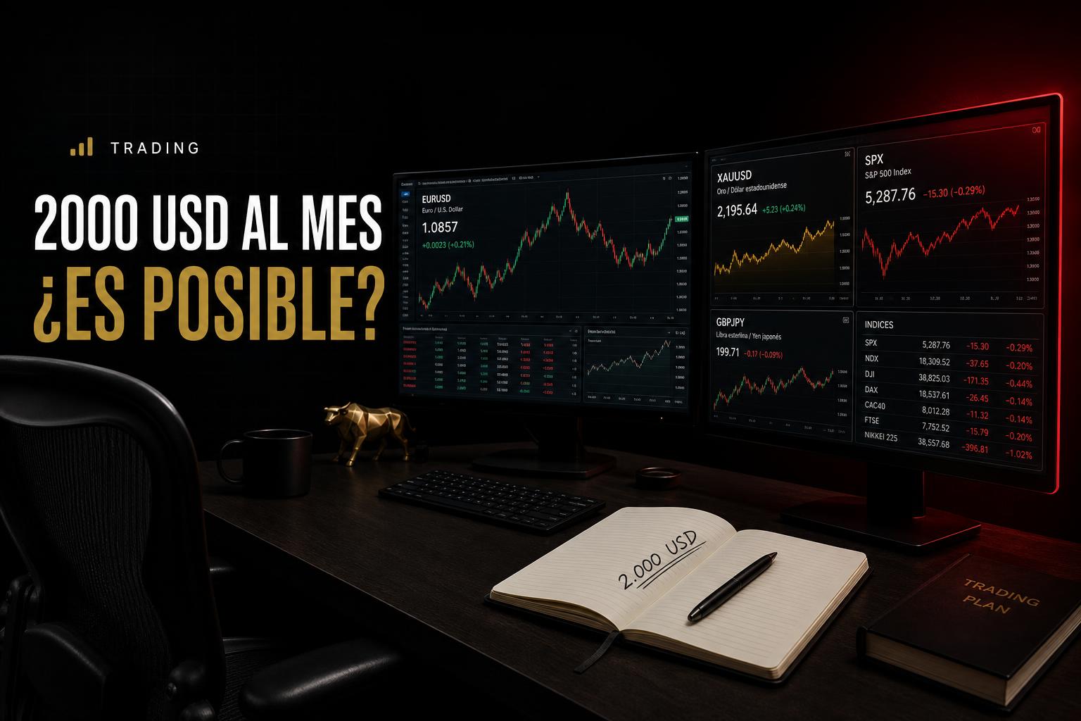 ¿Es posible generar 2.000 USD al mes con trading? Análisis honesto