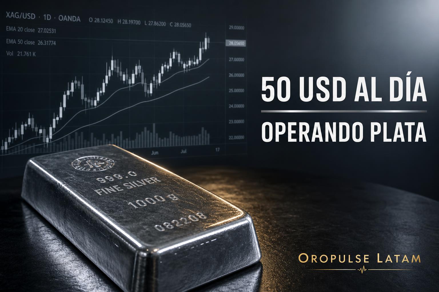 ¿Cómo intentar generar 50 USD al día operando Plata (XAG/USD)?