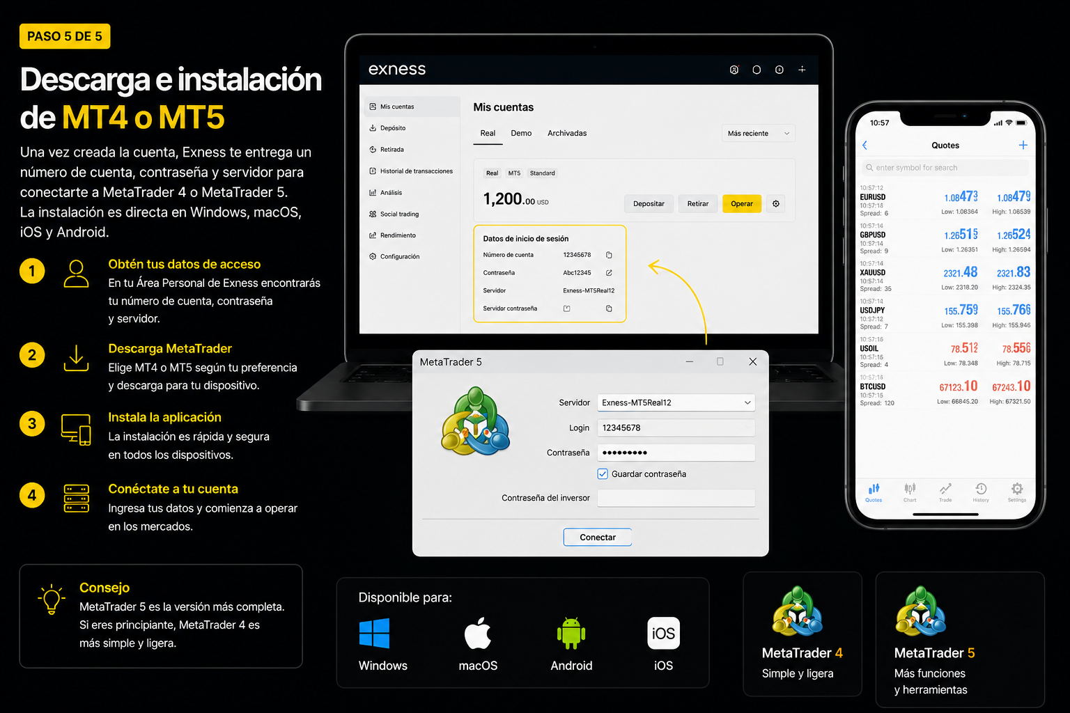 ขั้นตอนที่ 5: ดาวน์โหลด MetaTrader 4 หรือ MetaTrader 5 บน Windows, macOS, iOS และ Android